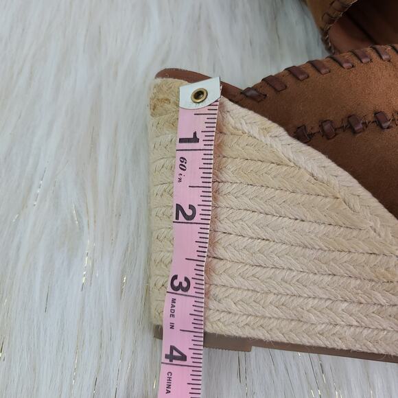 Crown Vintage Mariana Brown Wedge Espadrilles Patchwork Stich Open Toe Sandals 8 - Picture 9 of 10